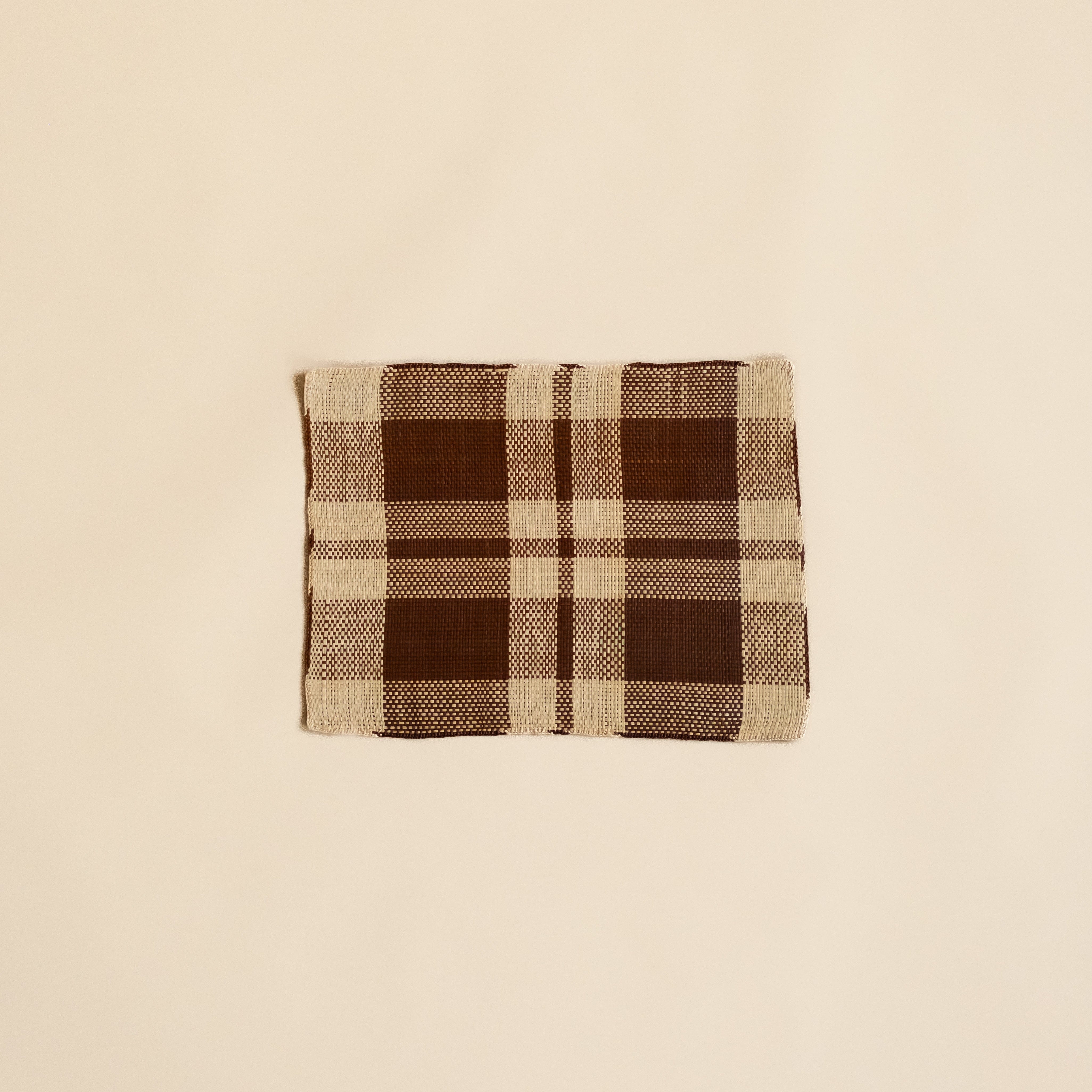 Guanabana Placemats Windowpane Plaid in Brown Straw Placemat