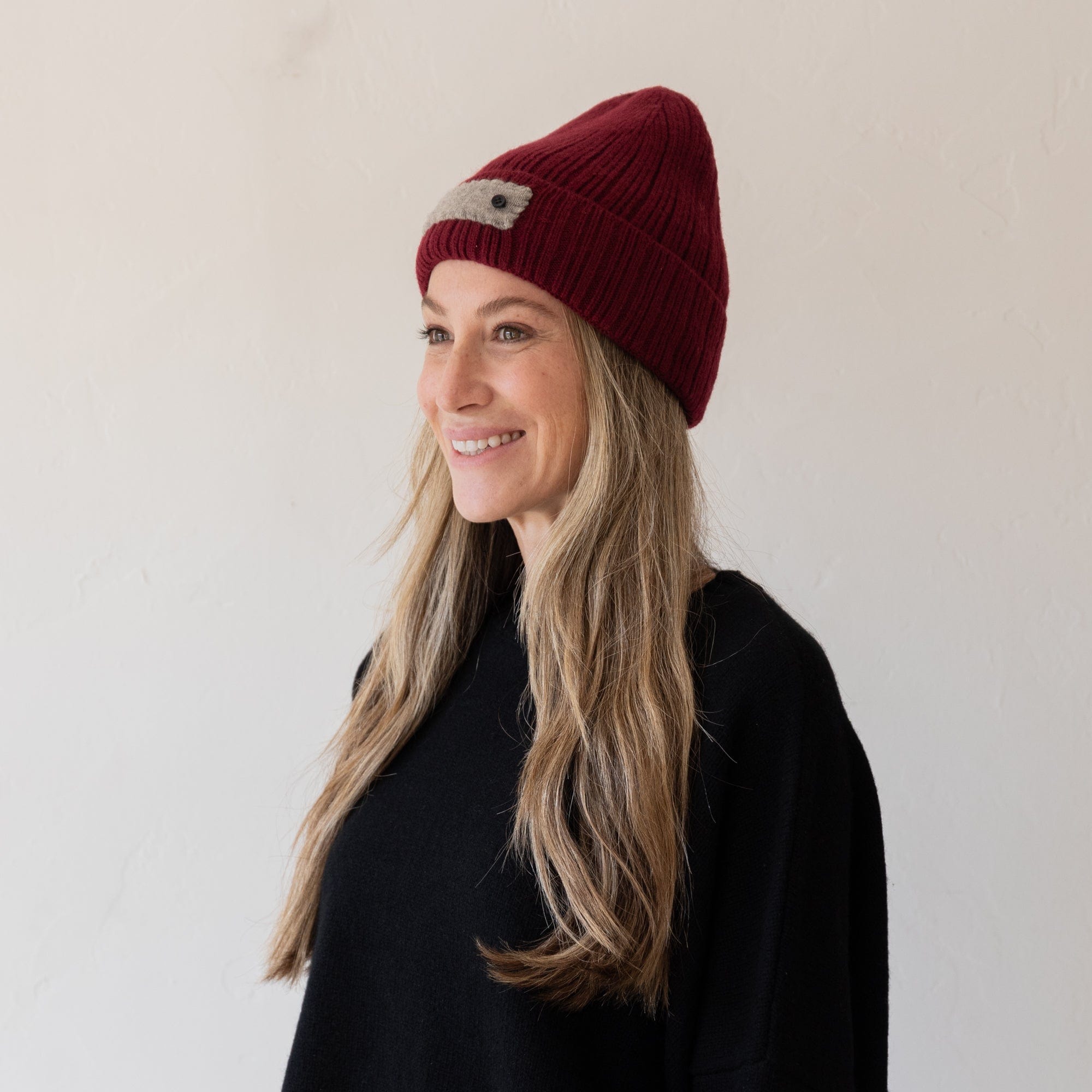 Heyja Do Hats Maroon Beanie with Grey Patch