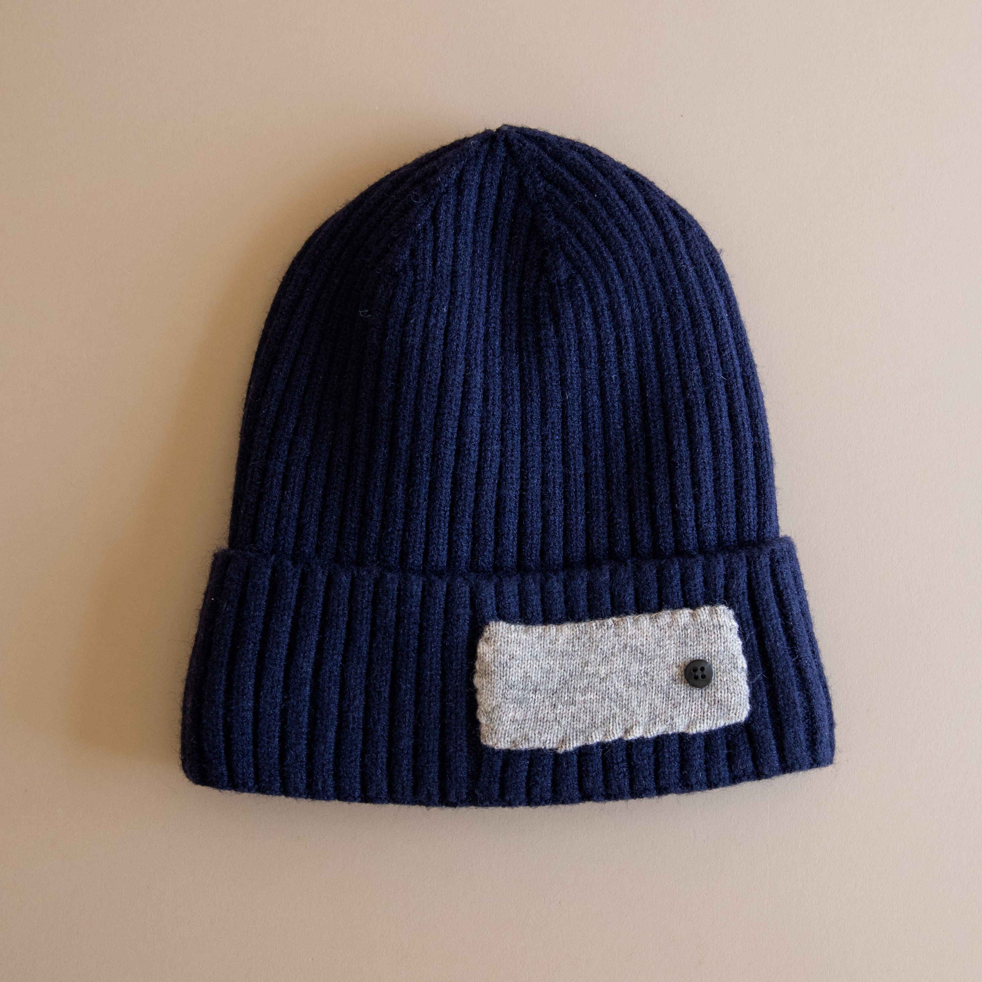 Heyja Do Hats Navy with Grey Patch Patchwork Beanie