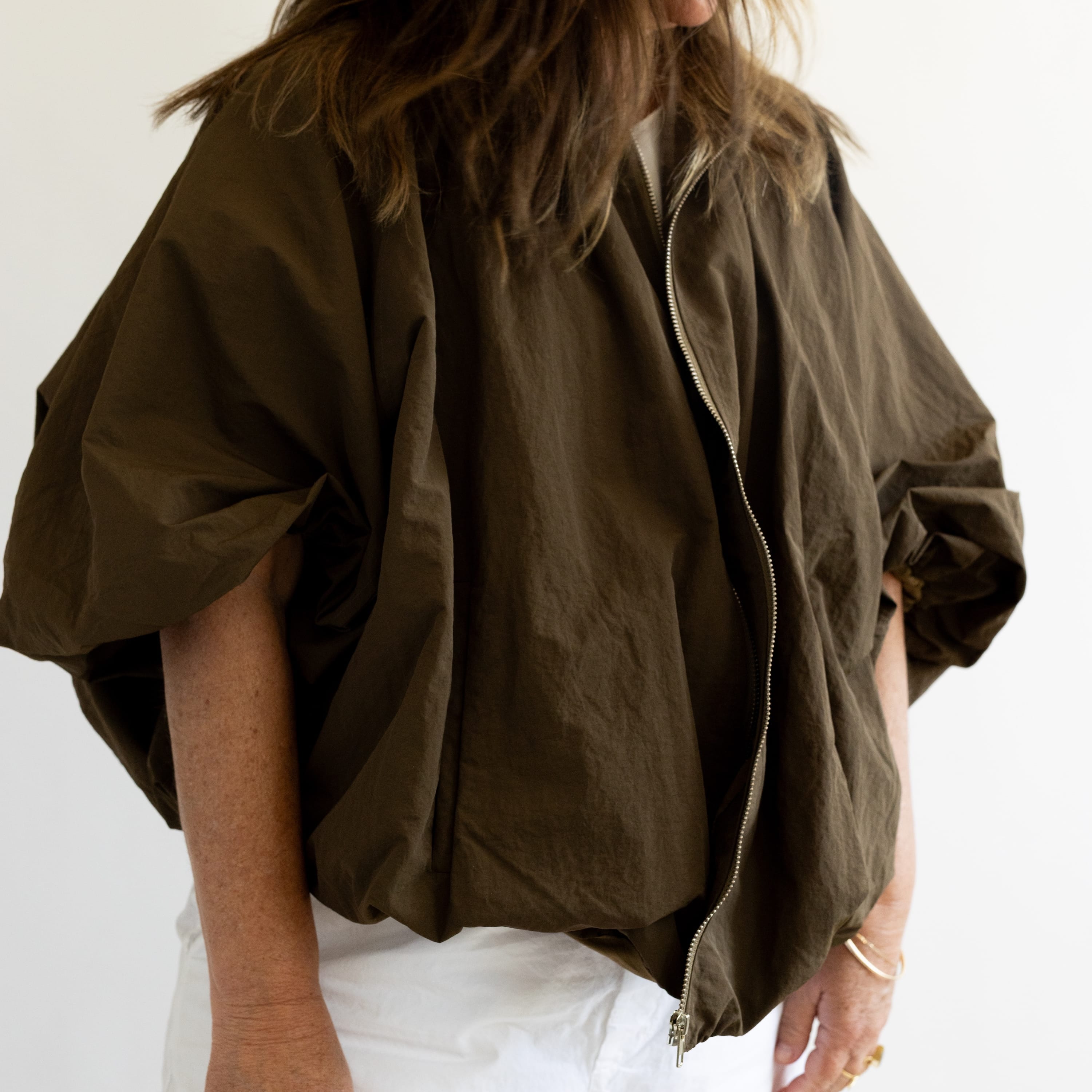 Heyja Do Outerwear Brown Bubble Bomber Jacket in Nylon by Heyja Do