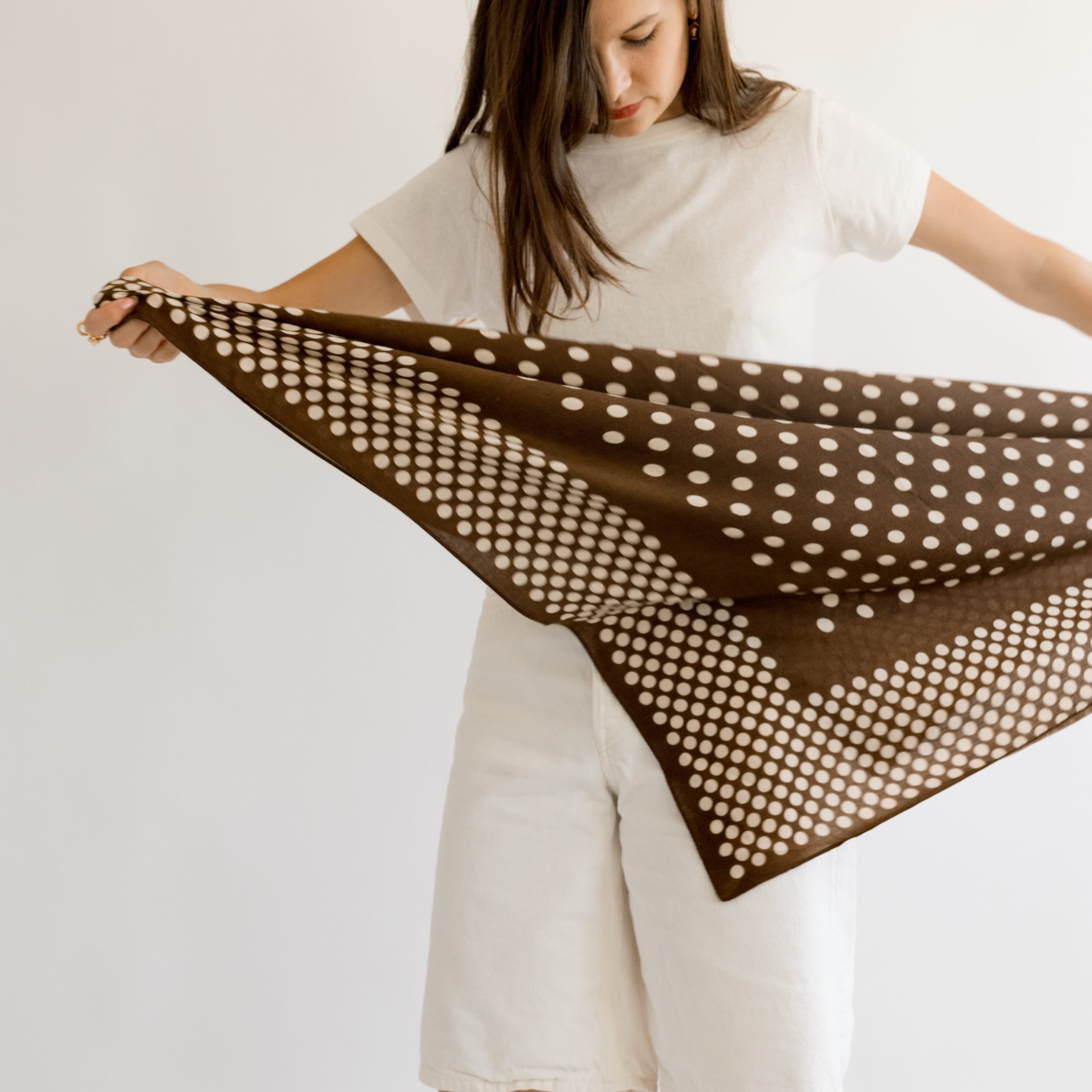 Heyja Do Scarves Brown Polka Dot Scarf by Heyja Do