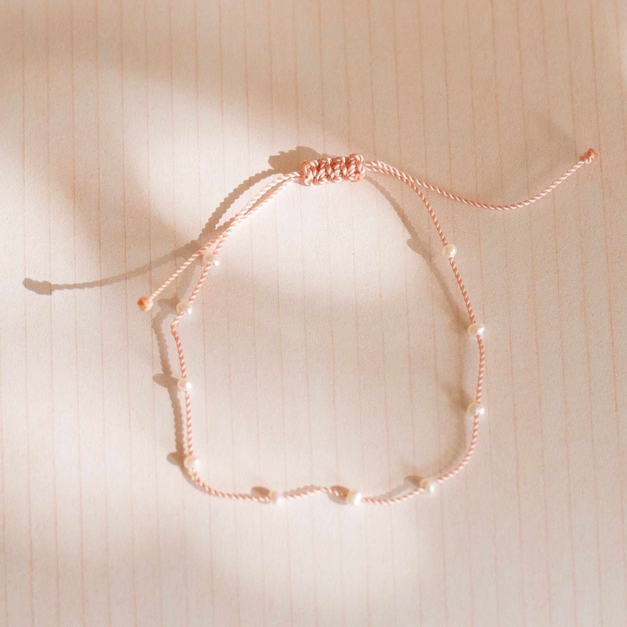 Hortense Jewelry Bracelets Baby Pink Wish Me Love Cord Bracelet with Pearls or Coral