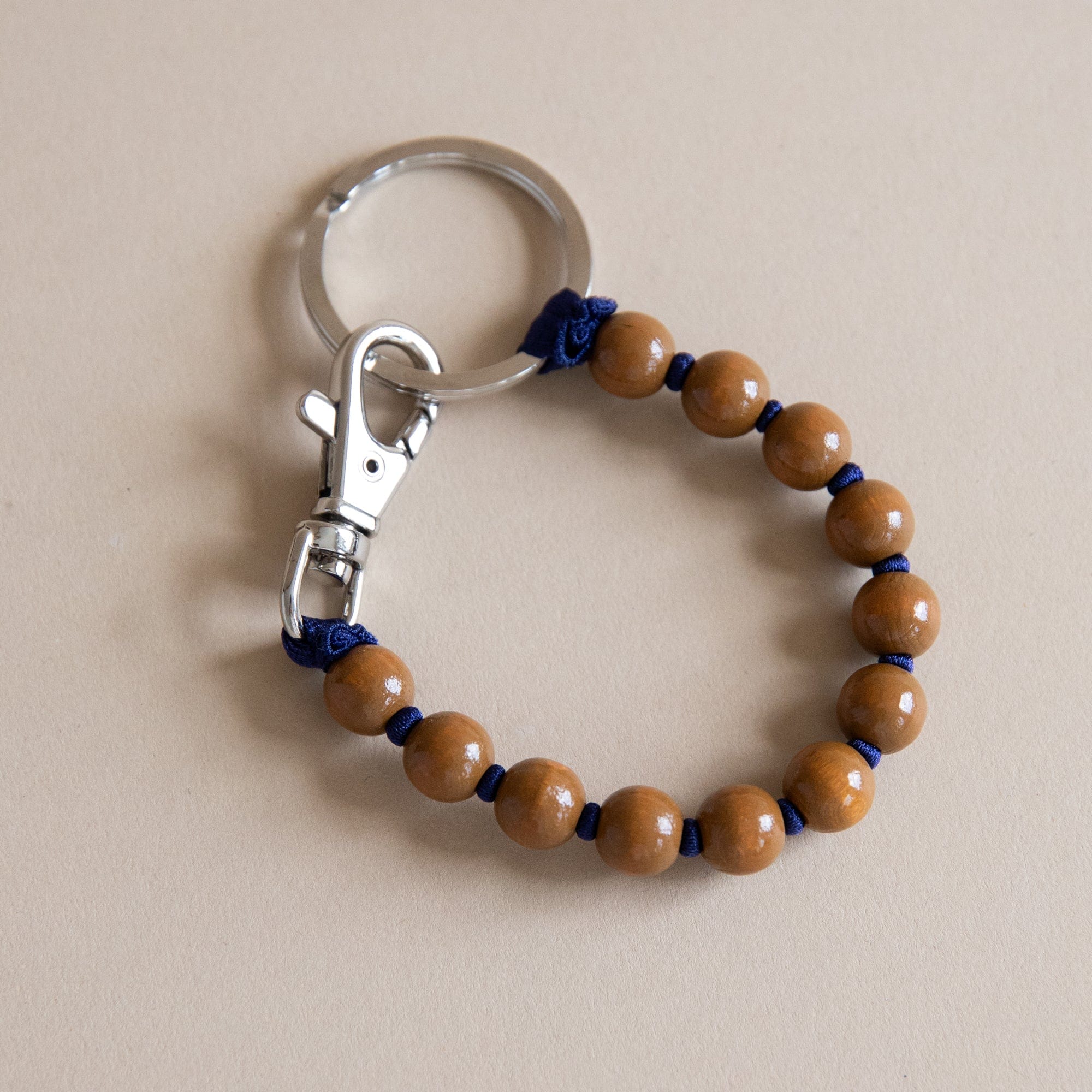 Ina Seifart Keychains Mocha/Navy Short Beaded Keyholder