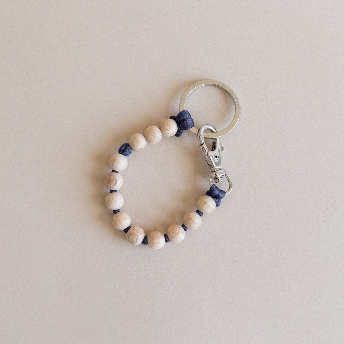 Ina Seifart Keychains Natural/Dark Blue Short Beaded Keyholder