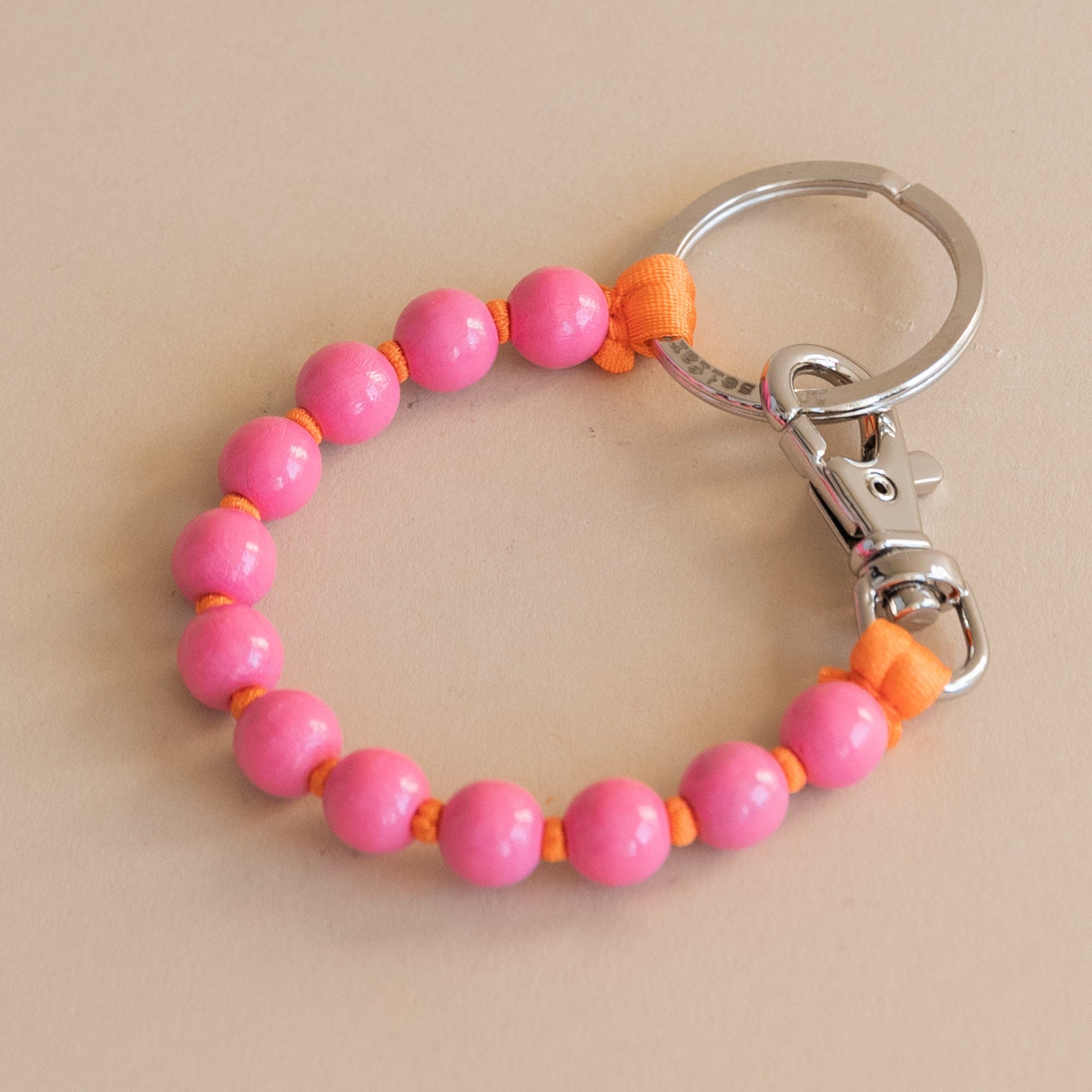 Ina Seifart Small Goods Rose/Orange Short Wooden Beaded Keyholder