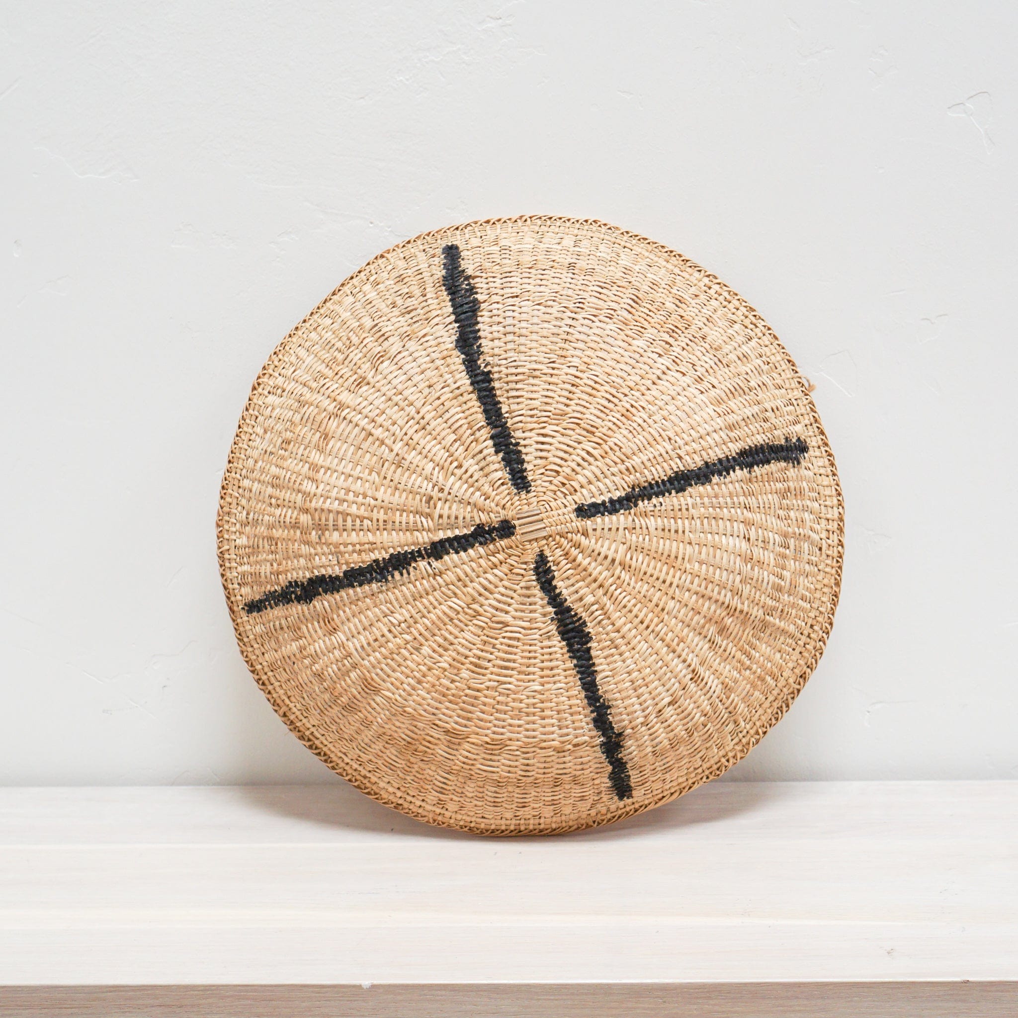 INCAUSA Baskets A - Natural with black cross painting Woven Baskets with Hand Painted Graphism