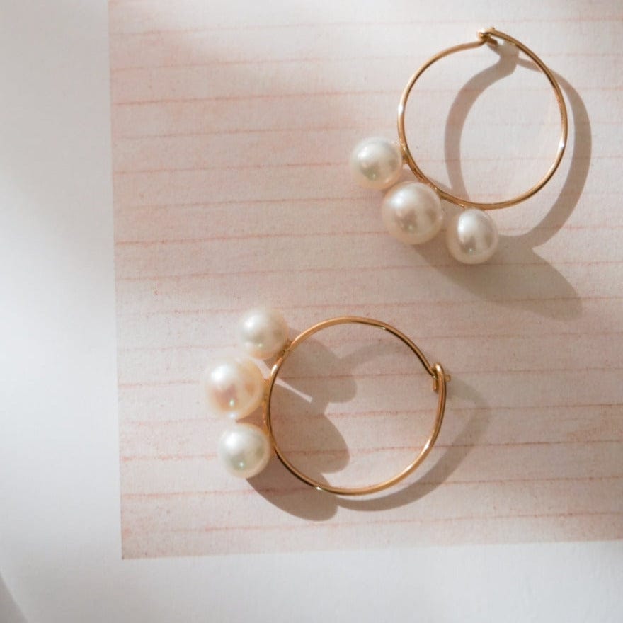 Individual Pearl Hoops with Rose Pearls by Saskia Diez - +COOP