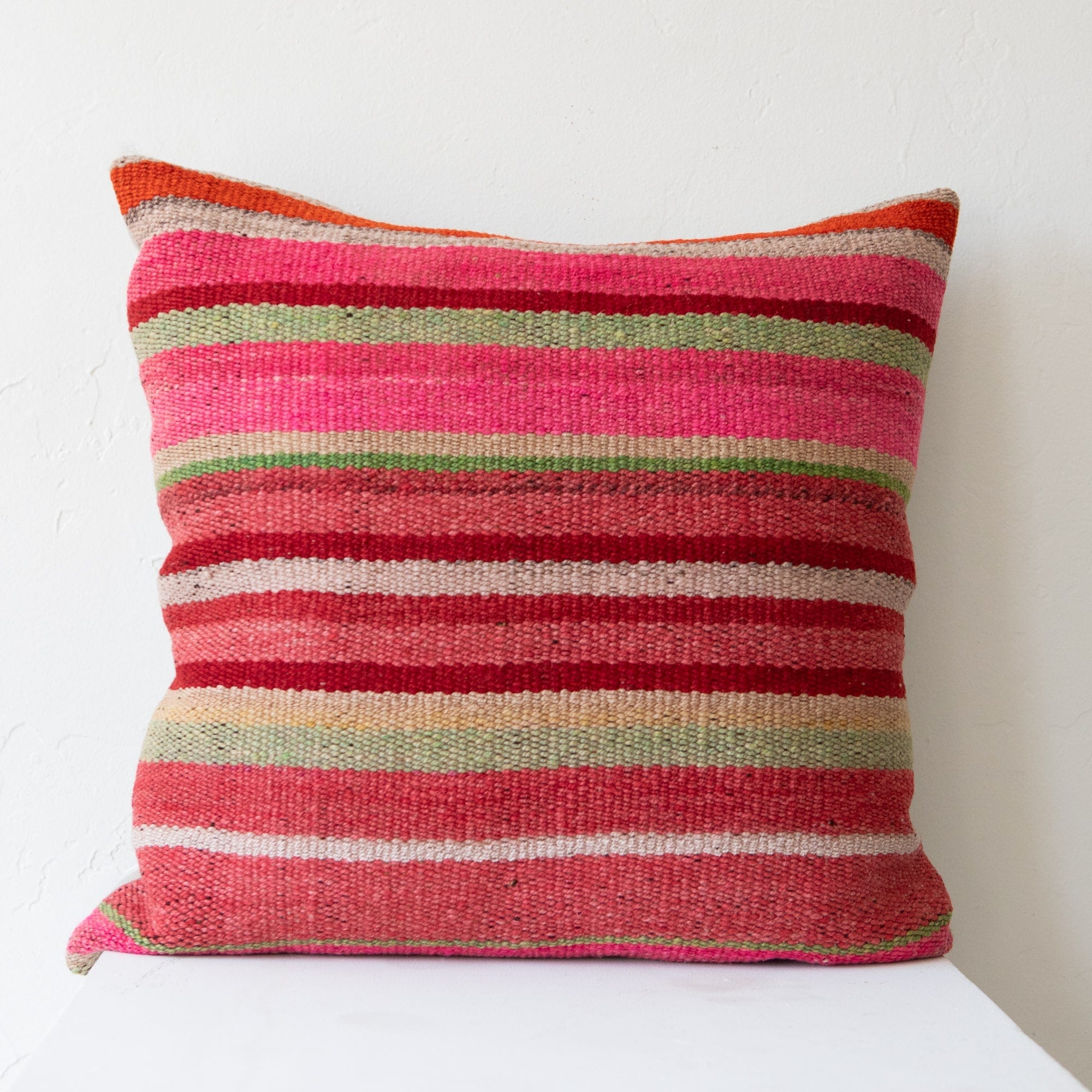 Intiearth Pillows Pink + Orange + Green Woven Frazada Pillow