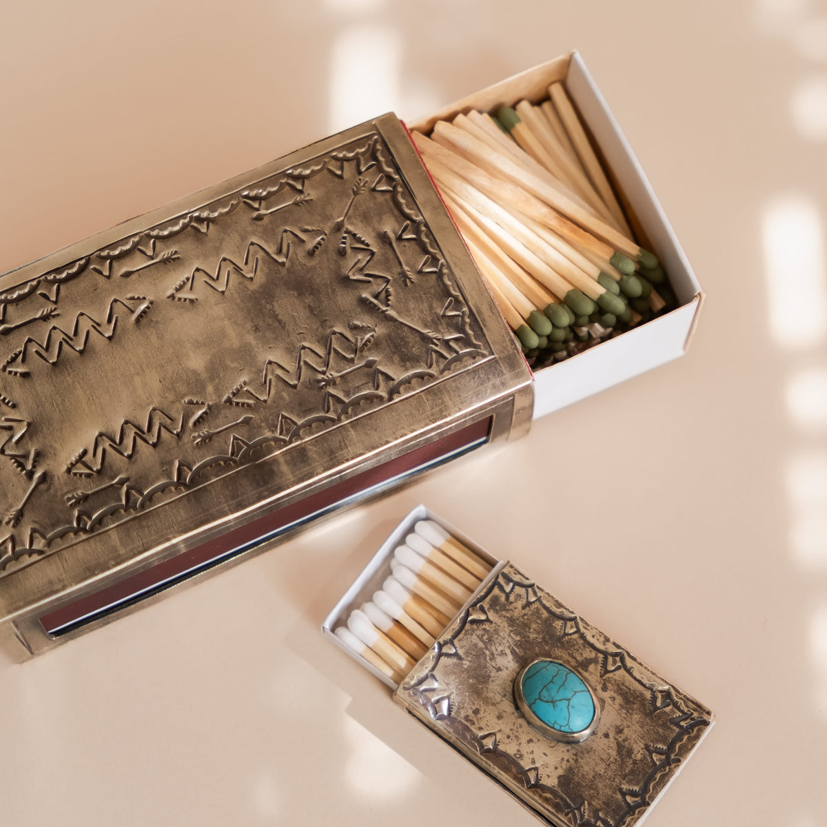 J. Alexander Lighters + Matches Stamped Matchbox in Silver