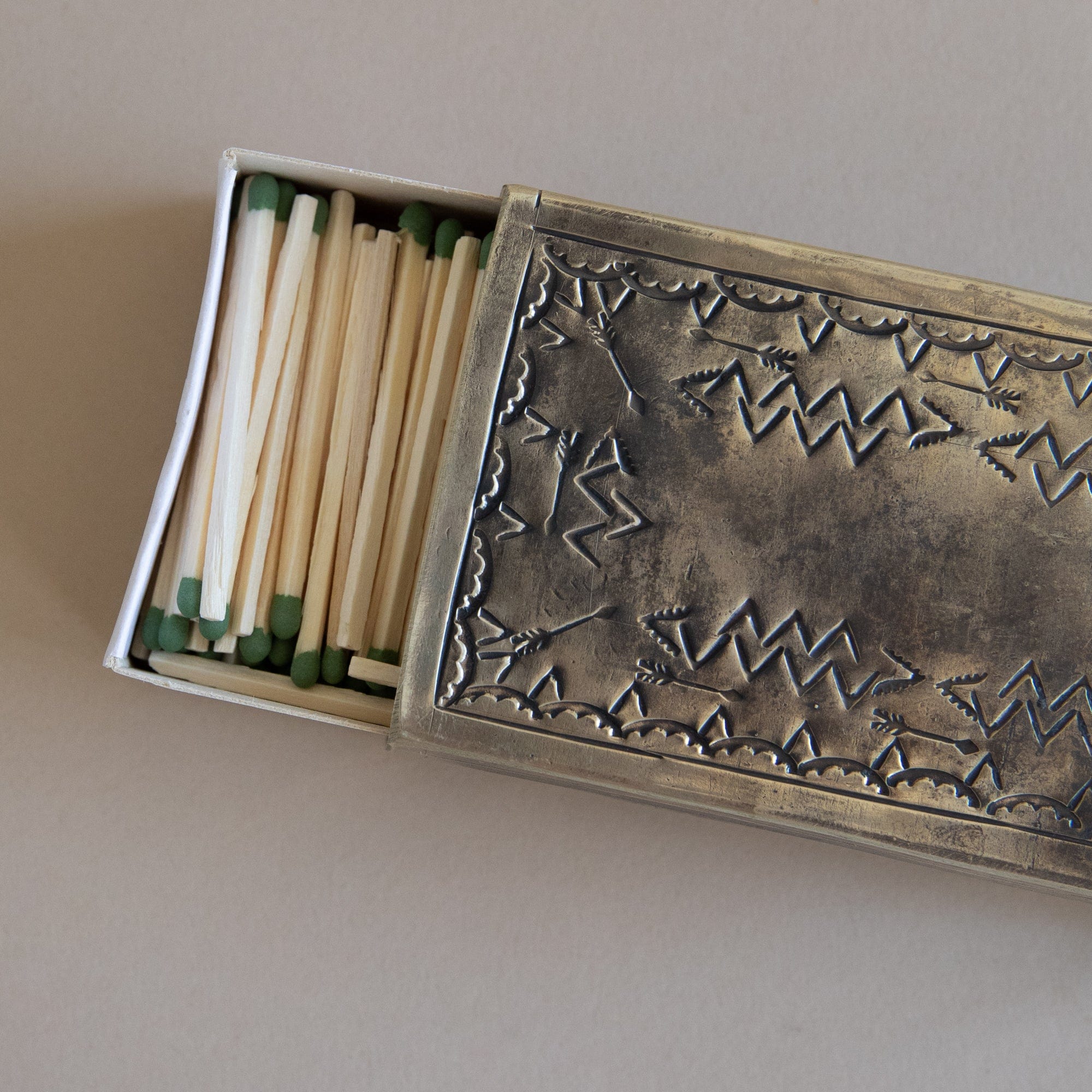 J. Alexander Lighters + Matches Stamped Matchbox in Silver