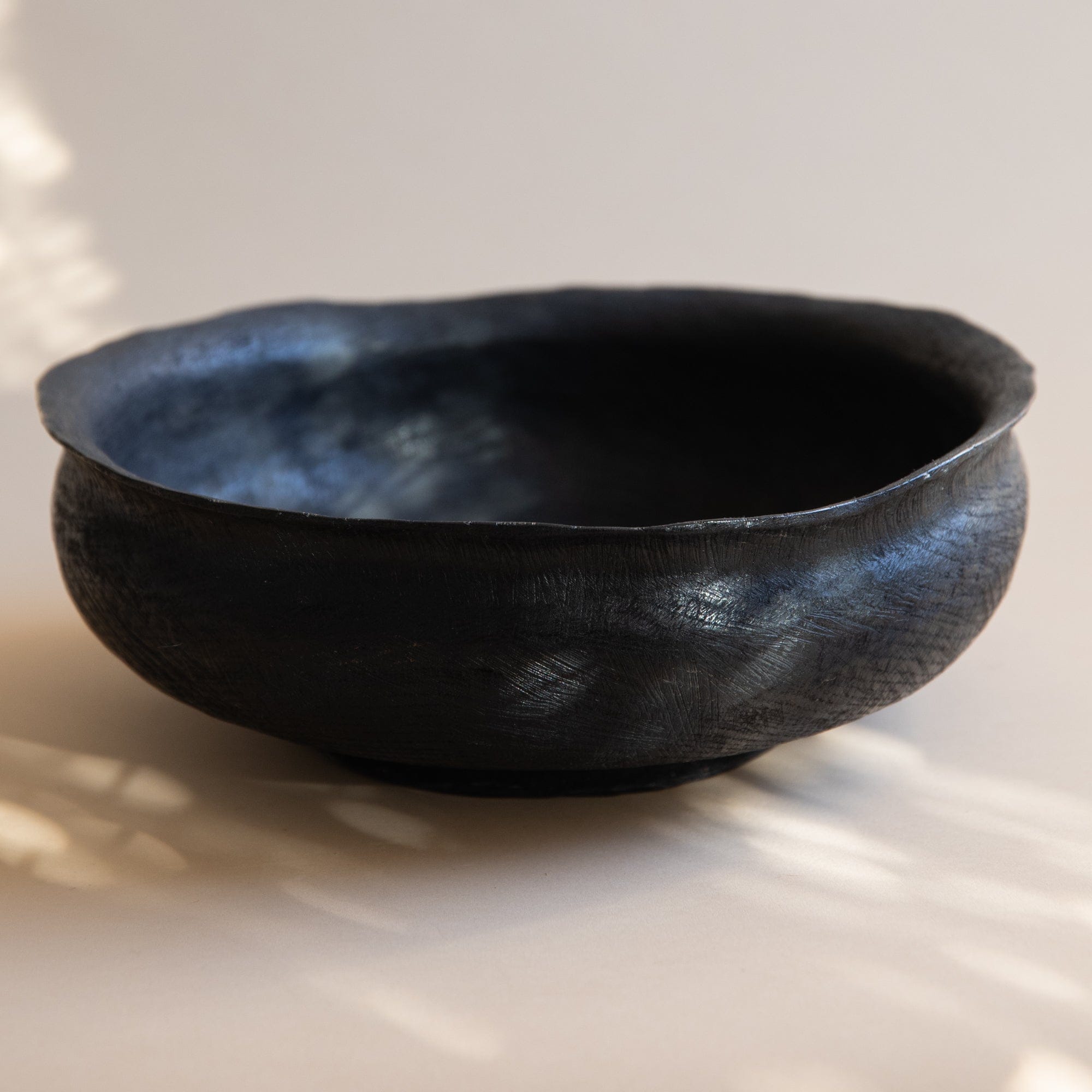 Jamie Gaunt Trays + Catchalls Ebonized / Large Stone Bowl in Oak