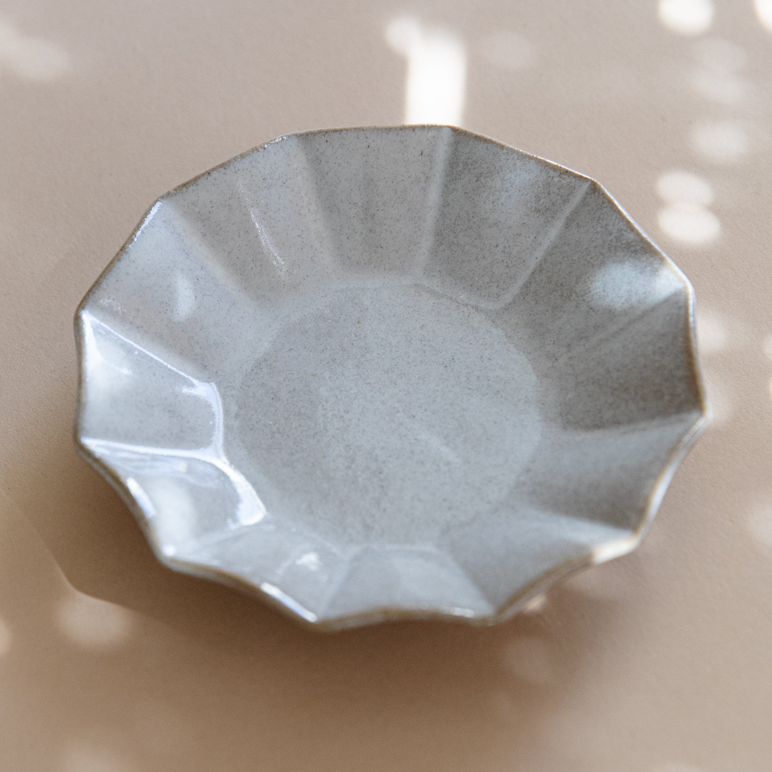 Japacolle Trays + Catchalls Beige Pleated Ceramic Dish