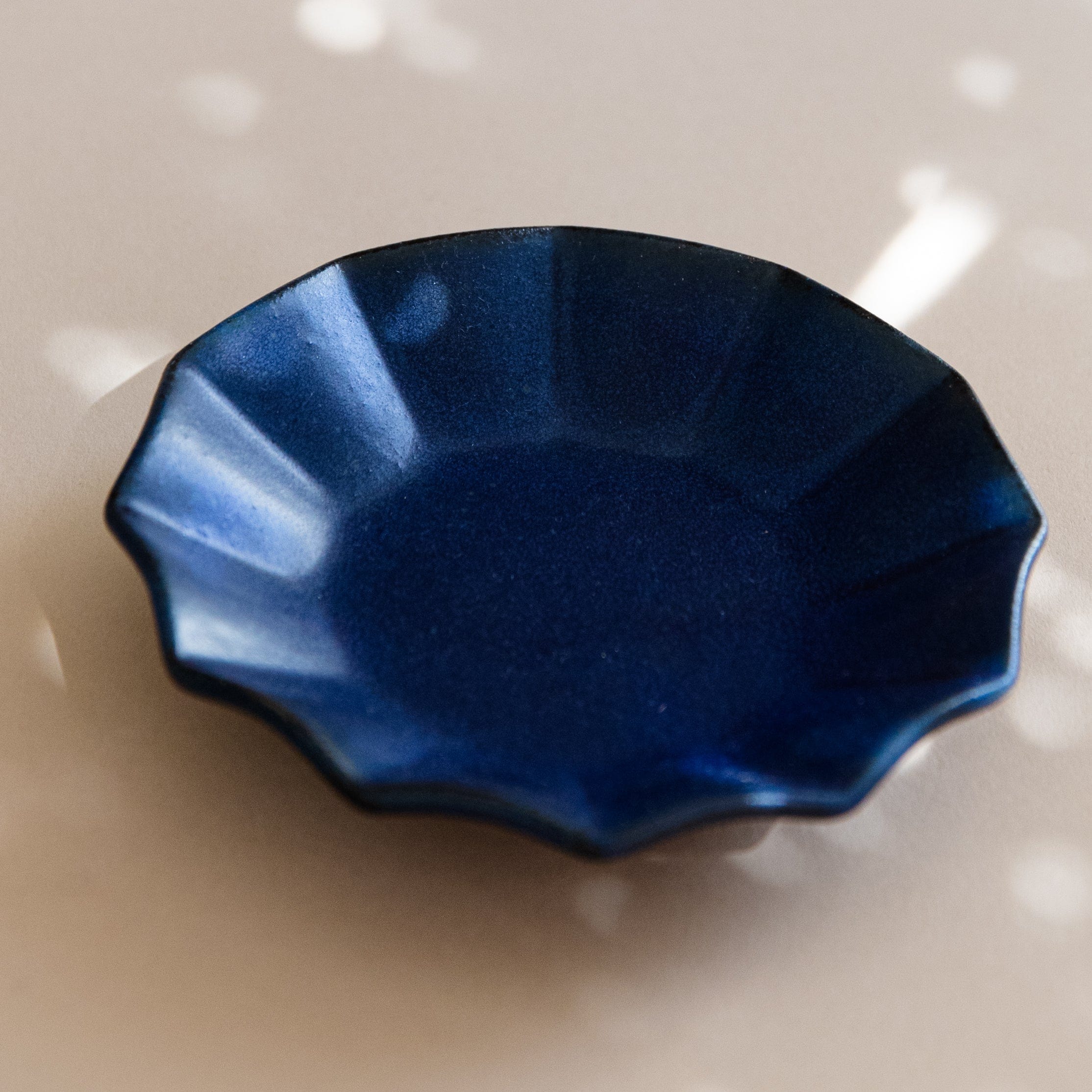 Japacolle Trays + Catchalls Navy Pleated Ceramic Dish