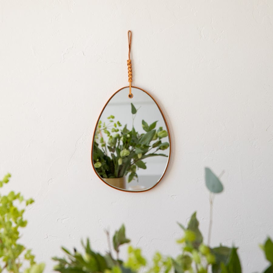 Kamaroan Mirrors Woven Leather Mirror in Natural