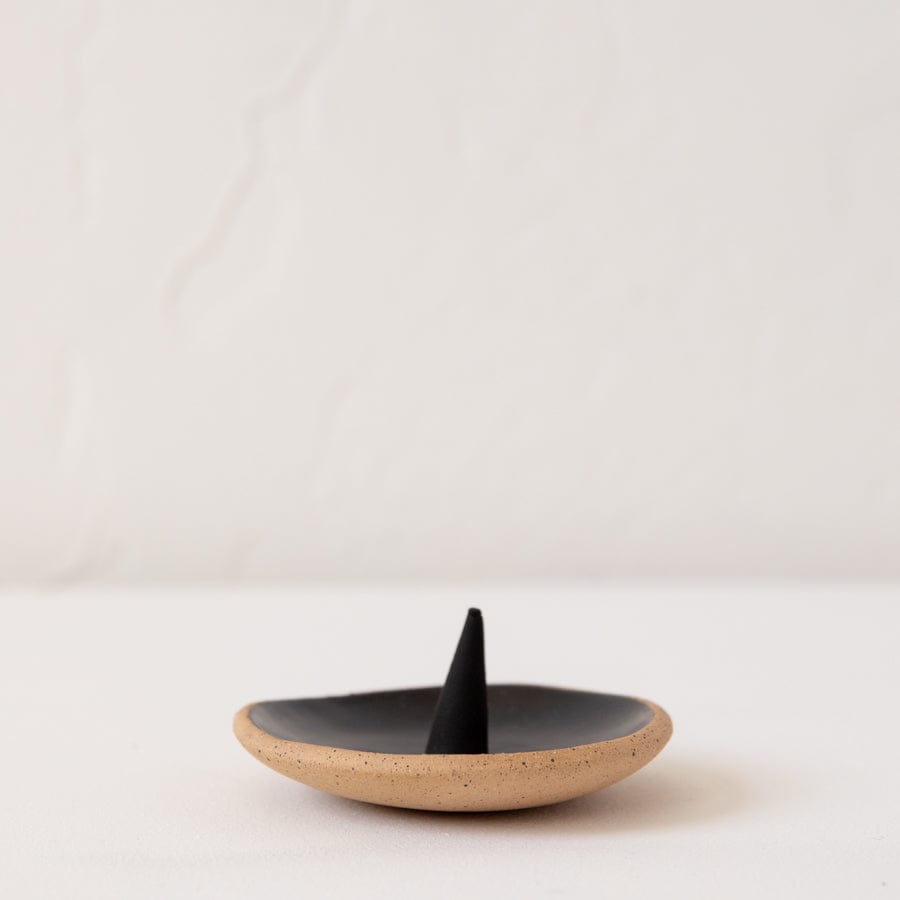 Korai Goods Incense + Burners Black Matte Mini Stoneware Dish