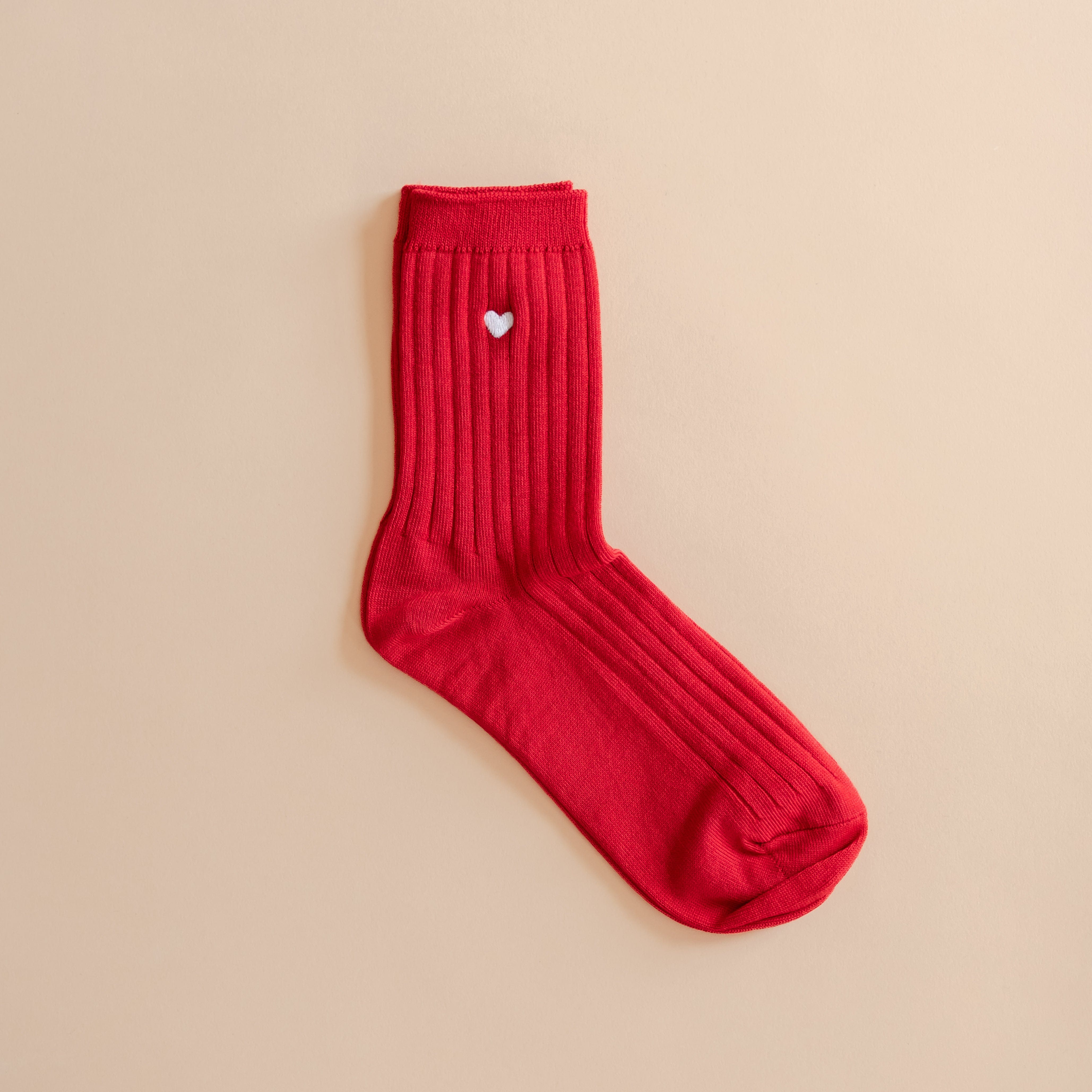 Le Bon Shoppe Socks Classic Red + Heart Le Bon Her Socks with Embroidered Heart