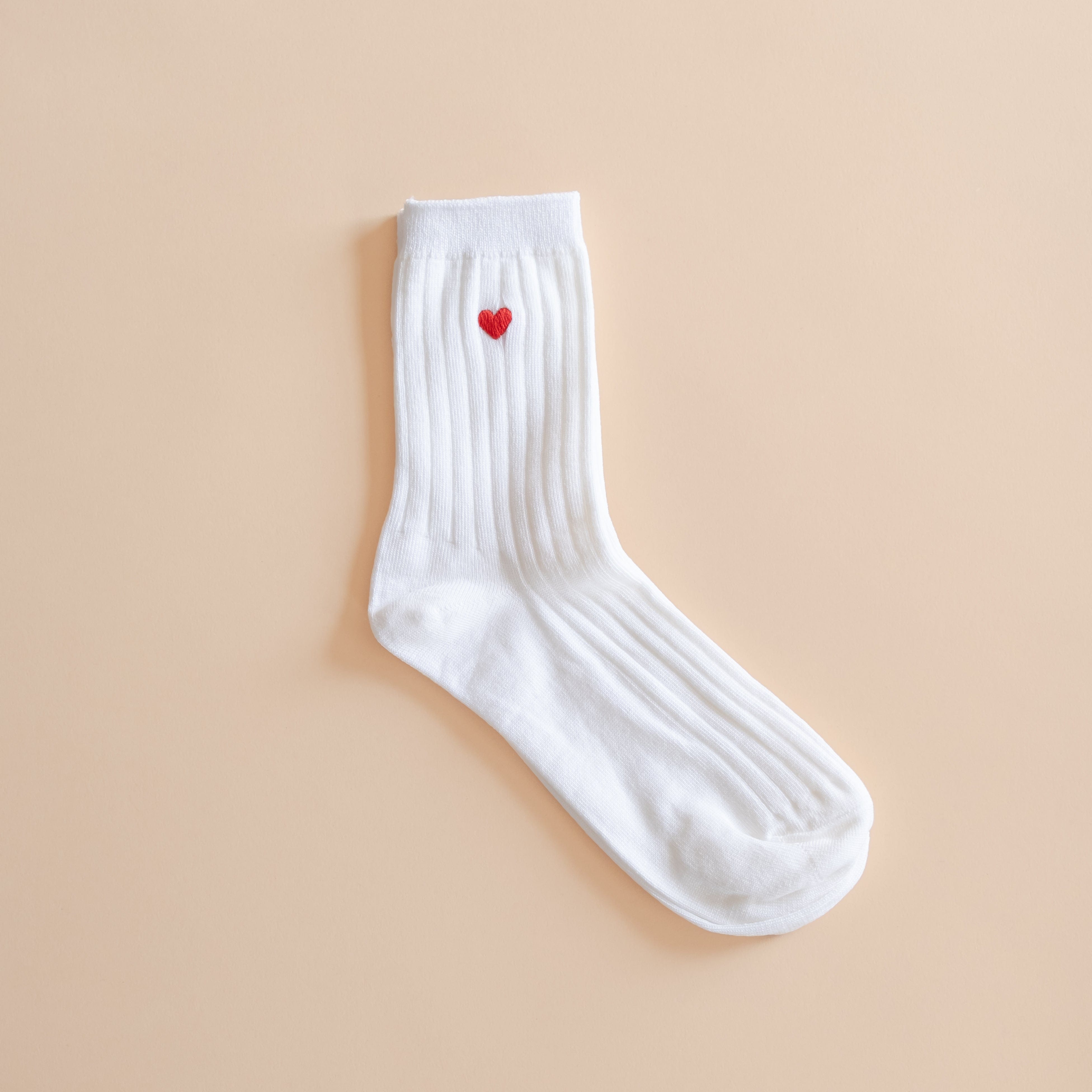 Le Bon Shoppe Socks Classic White + Heart Le Bon Her Socks with Embroidered Heart