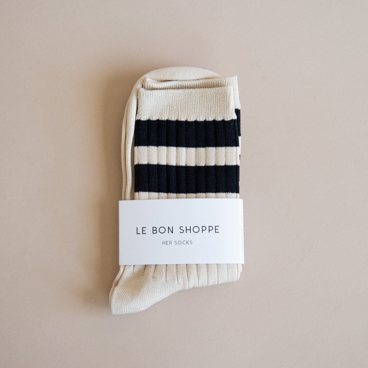 Le Bon Shoppe Socks Cream Black Le Bon Her Varsity Socks