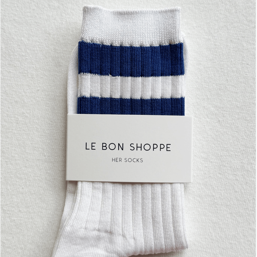 Le Bon Shoppe Socks White Blue Le Bon Her Varsity Socks