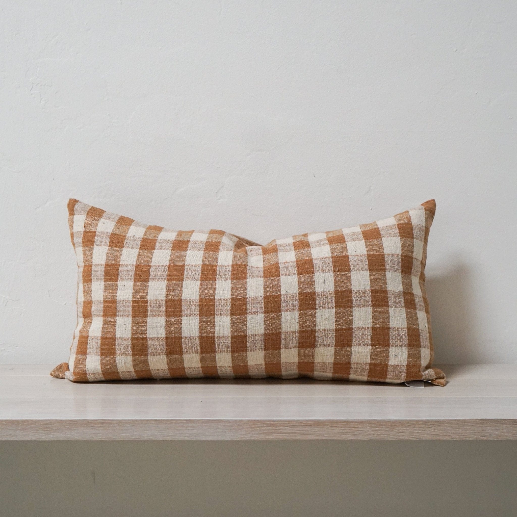 Lineage Botanica Pillows Lumbar 26" x 14" Checked Linen Pillow