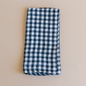 French Linen Hemmed Napkins - Anthracite Gingham