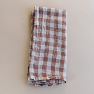 French Linen Hemmed Napkins - Cappuccino Gingham