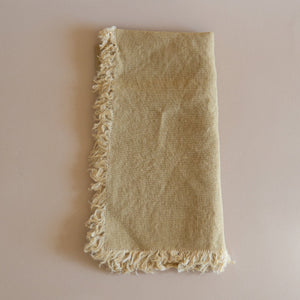 French Linen Fringed Napkins - Curry