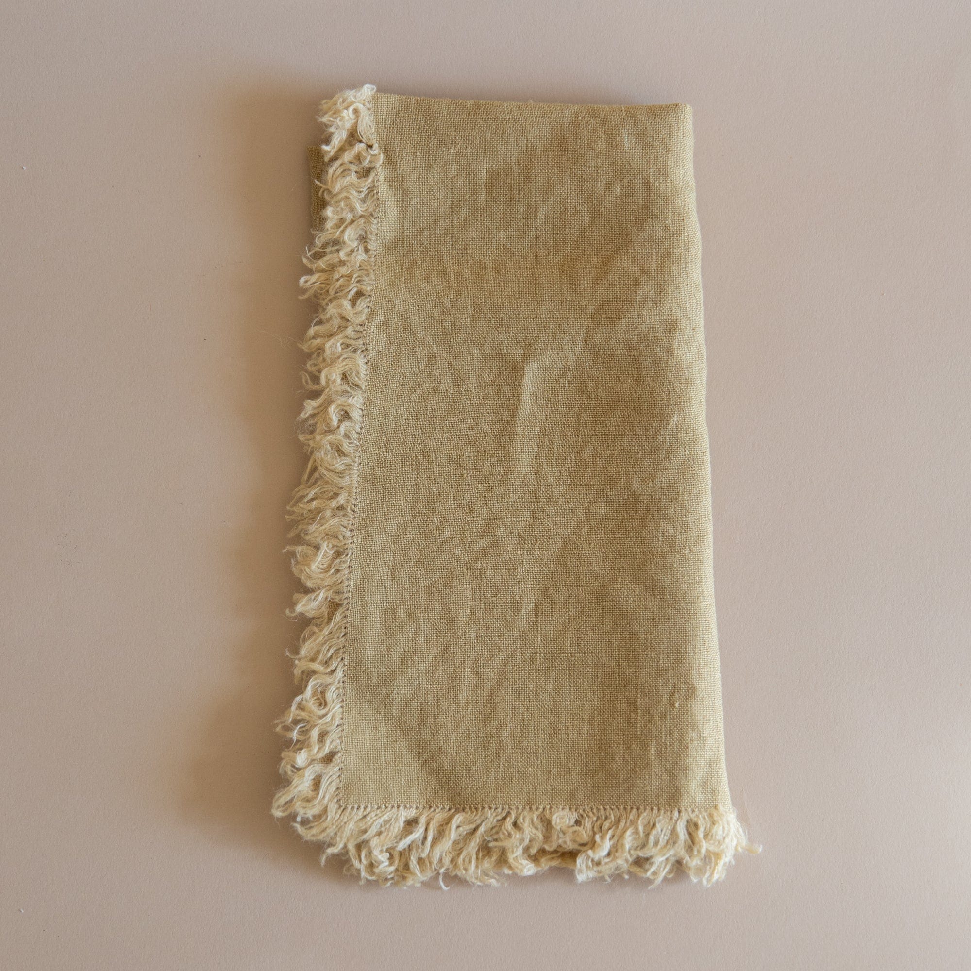 Linge Particulier Napkins Curry French Linen Fringed Napkins