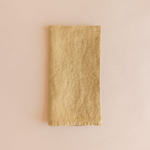 French Linen Hemmed Napkins - Light Curry