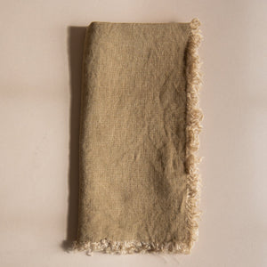 French Linen Fringed Napkins - Mustard
