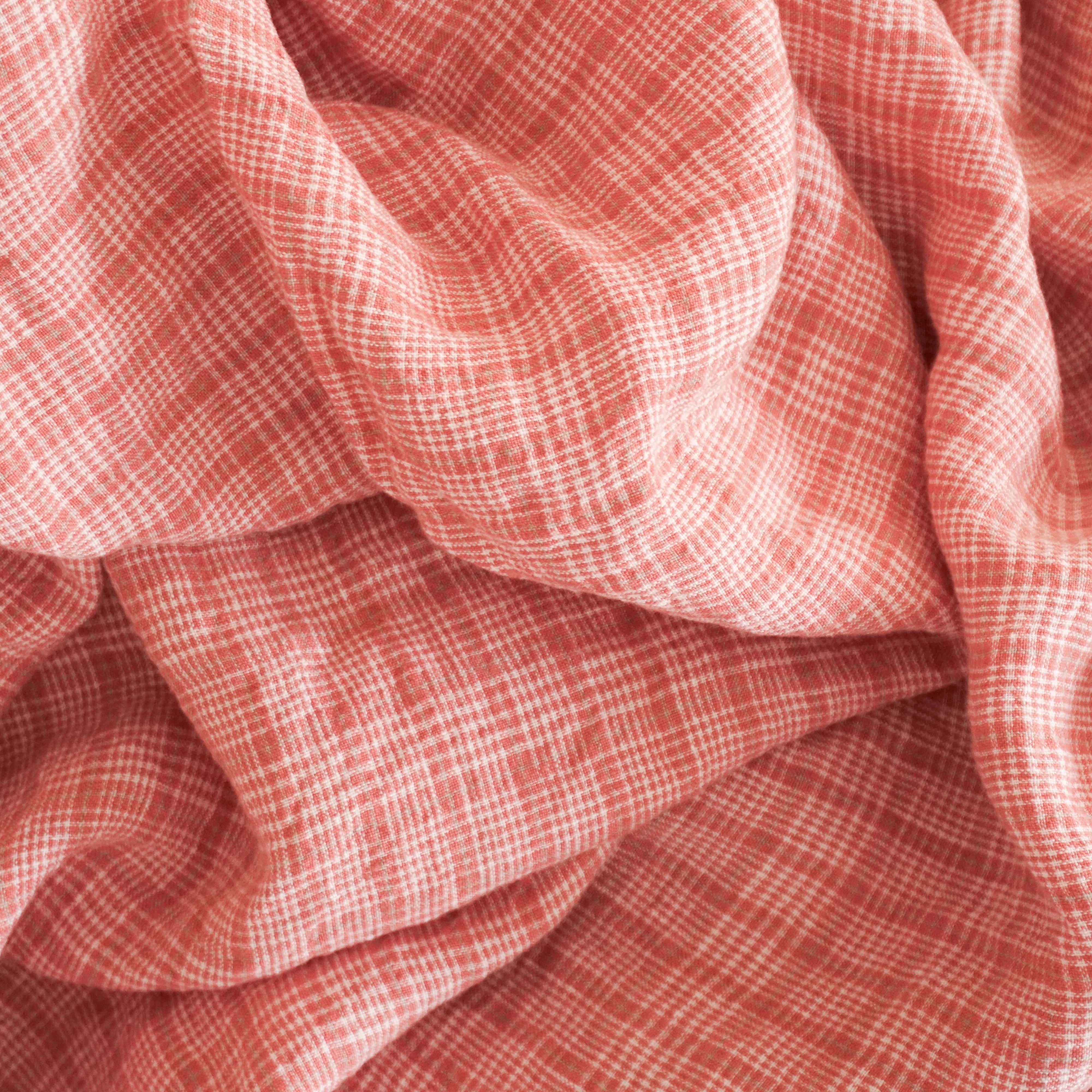 Linge Particulier Napkins Red Checks French Linen Hemmed Napkins
