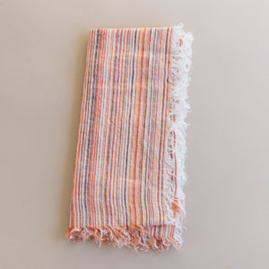 French Linen Fringed Napkins - Sienna Multicolored