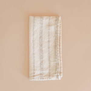 French Linen Hemmed Napkins - Taupe Embroidery