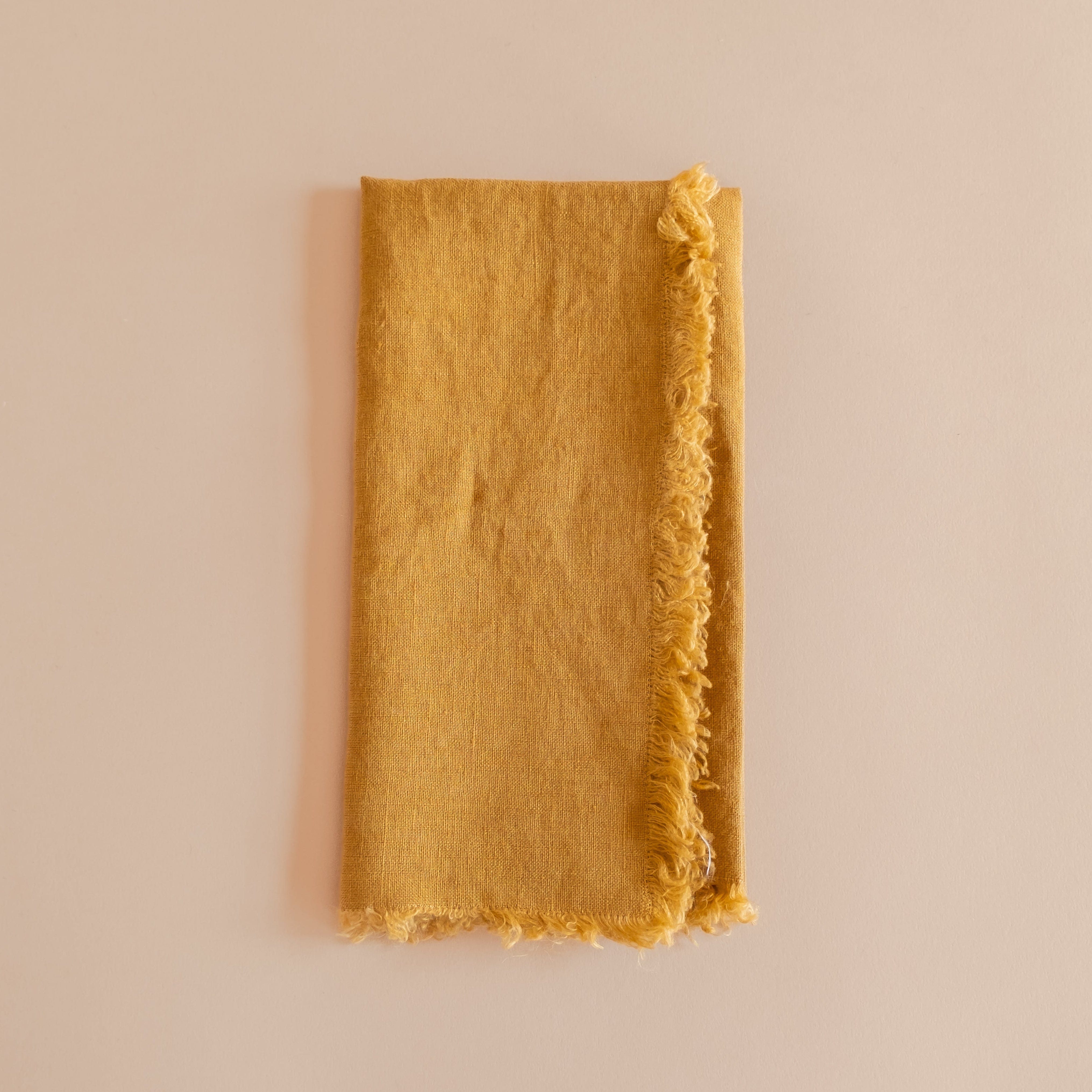 Linge Particulier Napkins Tobacco French Linen Fringed Napkins