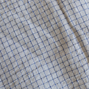 French Linen Tablecloth - Flax / Blue Checks