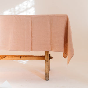 French Linen Tablecloth - Chocolate Pinstripe