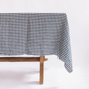 French Linen Tablecloth - Anthracite Gingham