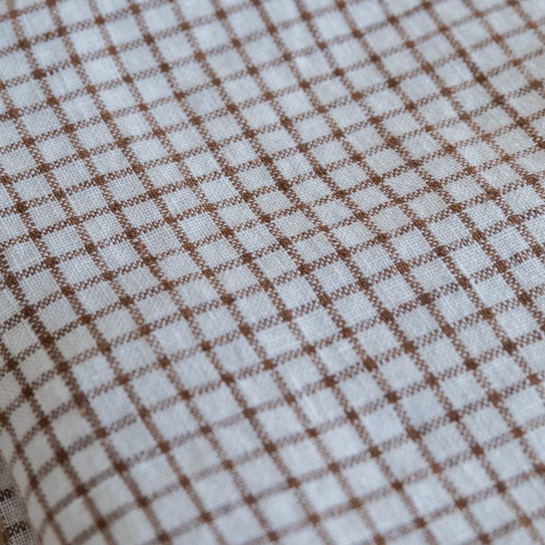Linge Particulier Tablecloths Large -  63" x 118" / Brown Checks French Linen Tablecloth