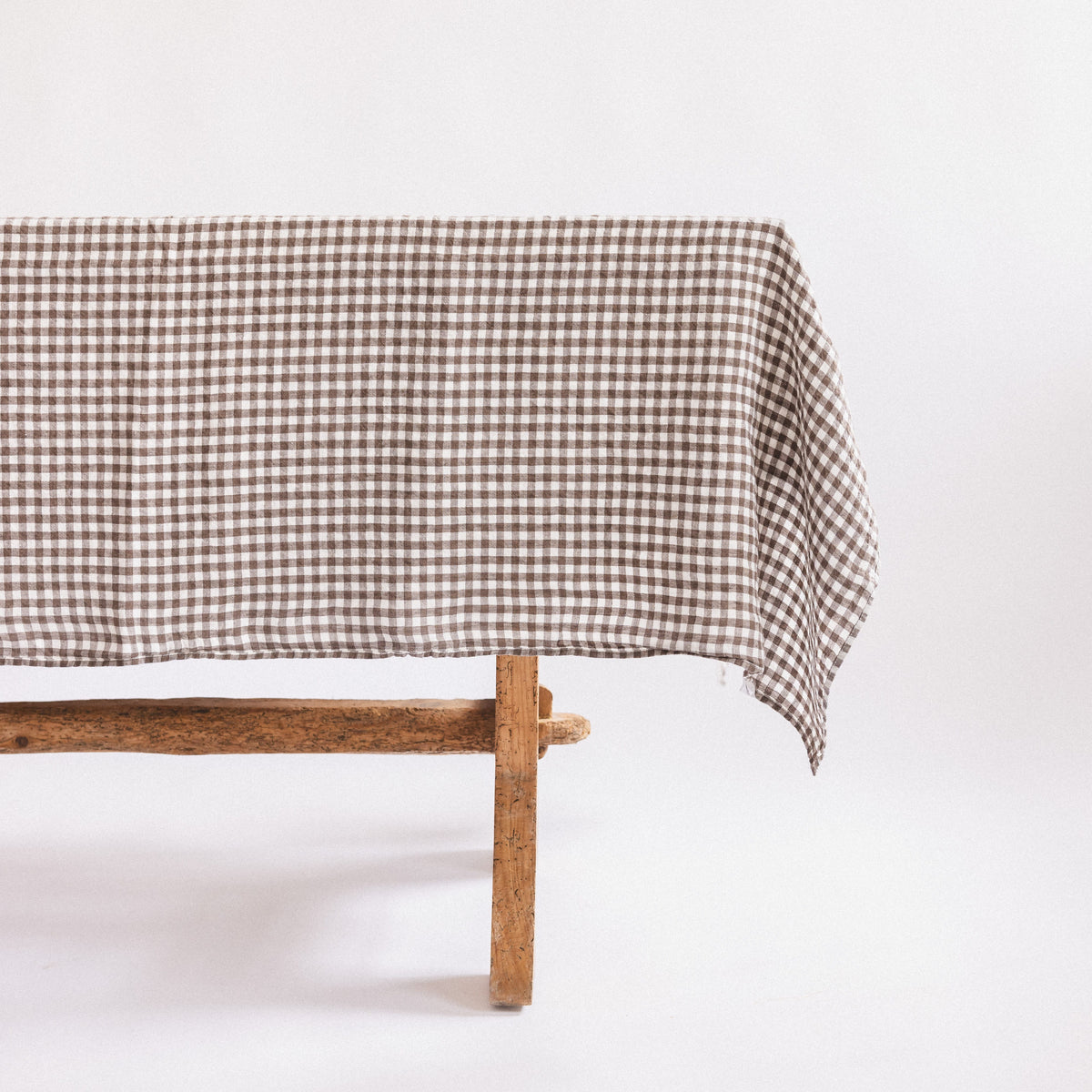 Linge Particulier Tablecloths Large -  63" x 118" / Brown Gingham French Linen Tablecloth