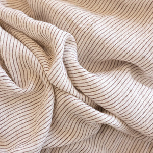 French Linen Tablecloth - Chocolate Pinstripe