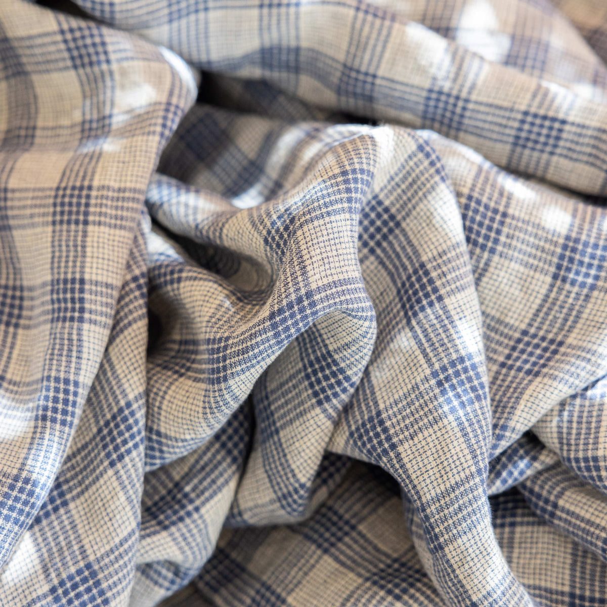Linge Particulier Tablecloths Large -  63" x 118" / Navy School Checks French Linen Tablecloth