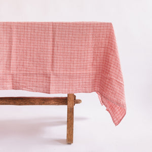 French Linen Tablecloth - Red Checks