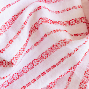 French Linen Tablecloth - Red Embroidery