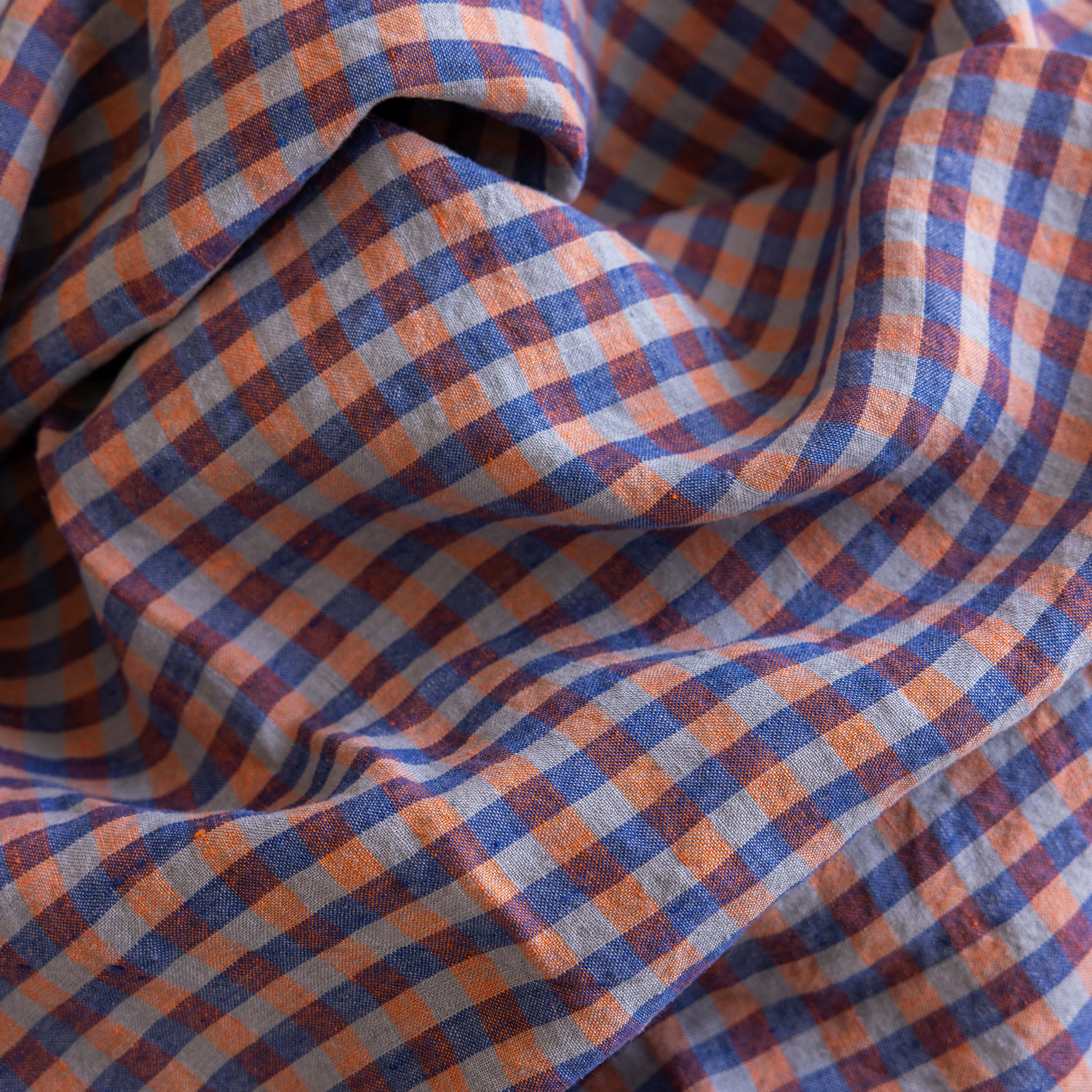 Linge Particulier Tablecloths Large -  63" x 118" / Sienna Blue Gingham French Linen Tablecloth