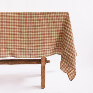 French Linen Tablecloth - Sienna Green Tartan