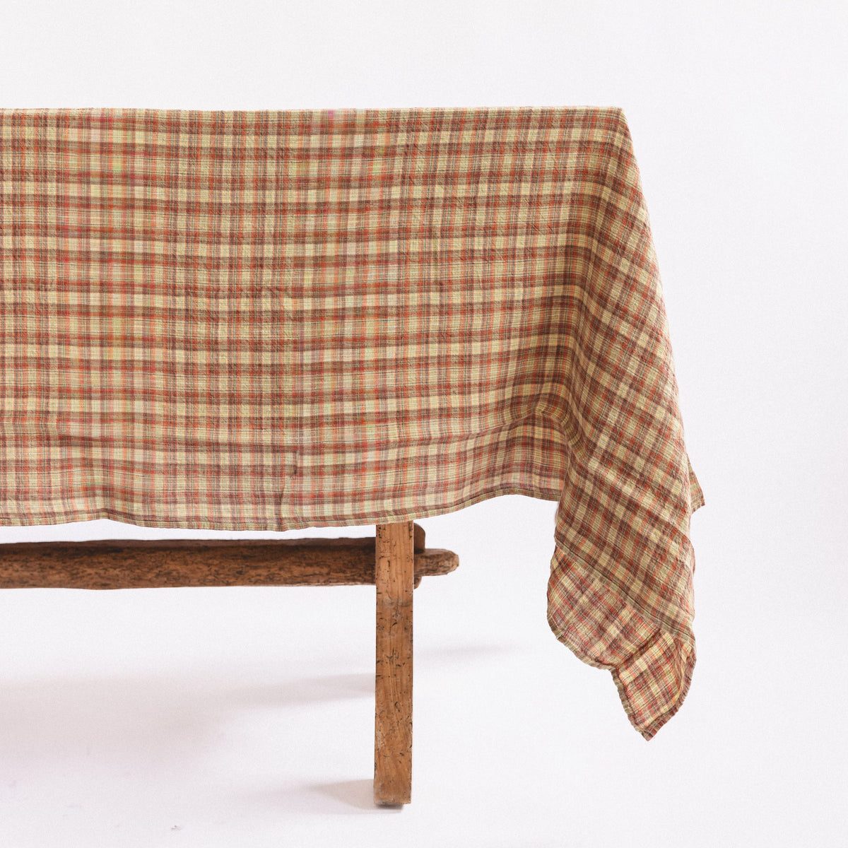 Linge Particulier Tablecloths Large -  63" x 118" / Sienna Green Tartan French Linen Tablecloth