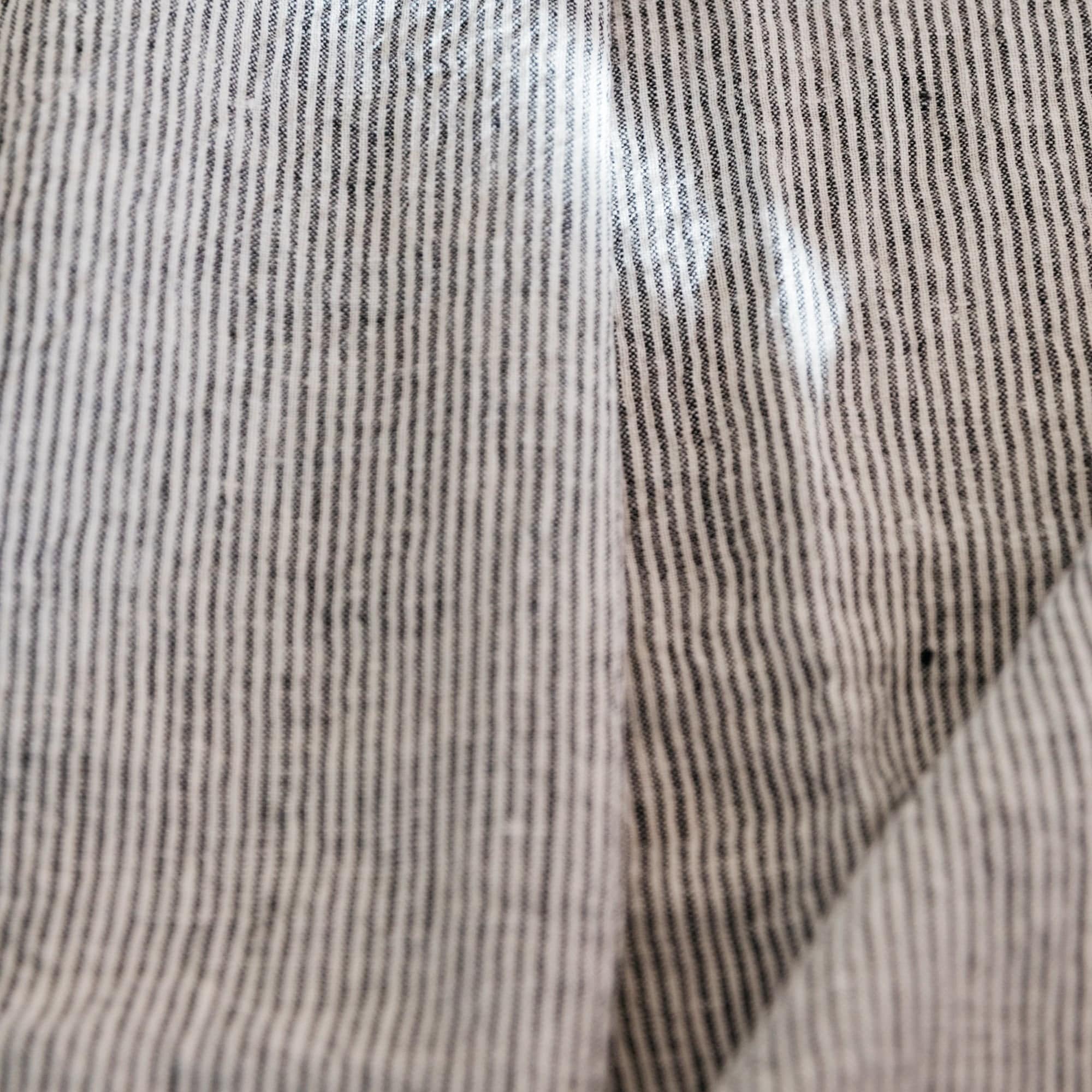 Linge Particulier Tablecloths Large -  63" x 118" / Stripe Black / White French Linen Tablecloth