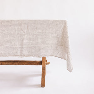 French Linen Tablecloth - Stripe Black / White