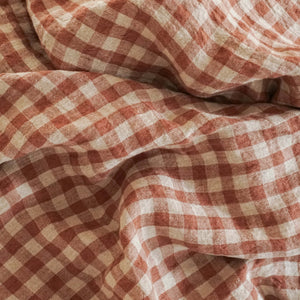 French Linen Tablecloth - Cappuccino Gingham