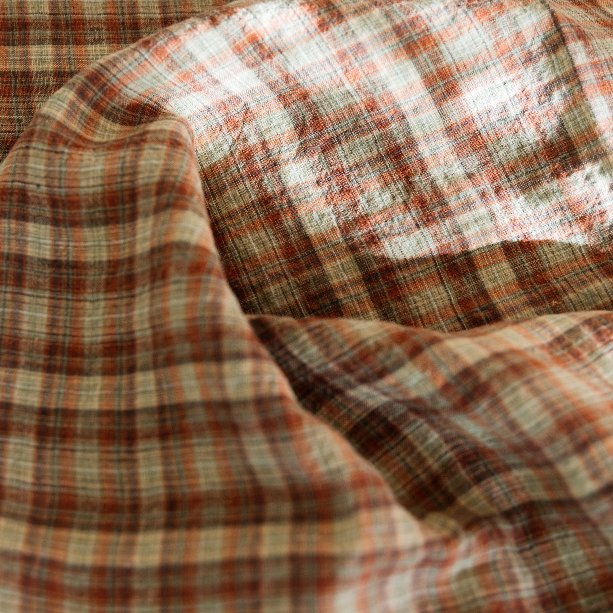 Linge Particulier Tablecloths Standard - 55" x 98" / Sienna Green Tartan French Linen Tablecloth